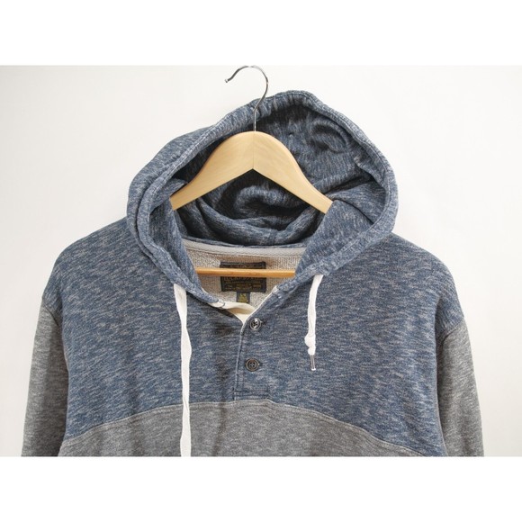 Lucky Brand Sweatshirt Hoodie Mens Large Grey Henley Hooded‎ Gray Sweater - Picture 2 of 7